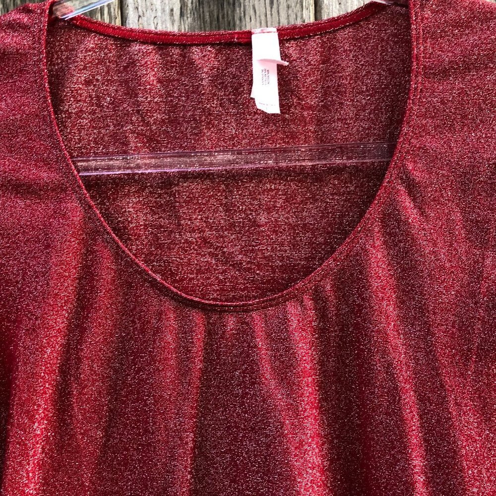 Victoria's Secret Red Sparkly Long Sleeve Scoop Neck Top Large - Picture 3 of 6
